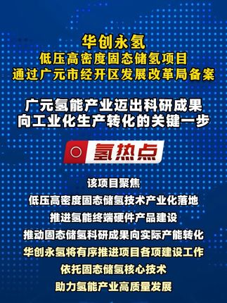 Huachuang Yonghydrogen's low-pressure and high-density solid-state hydrogen stor